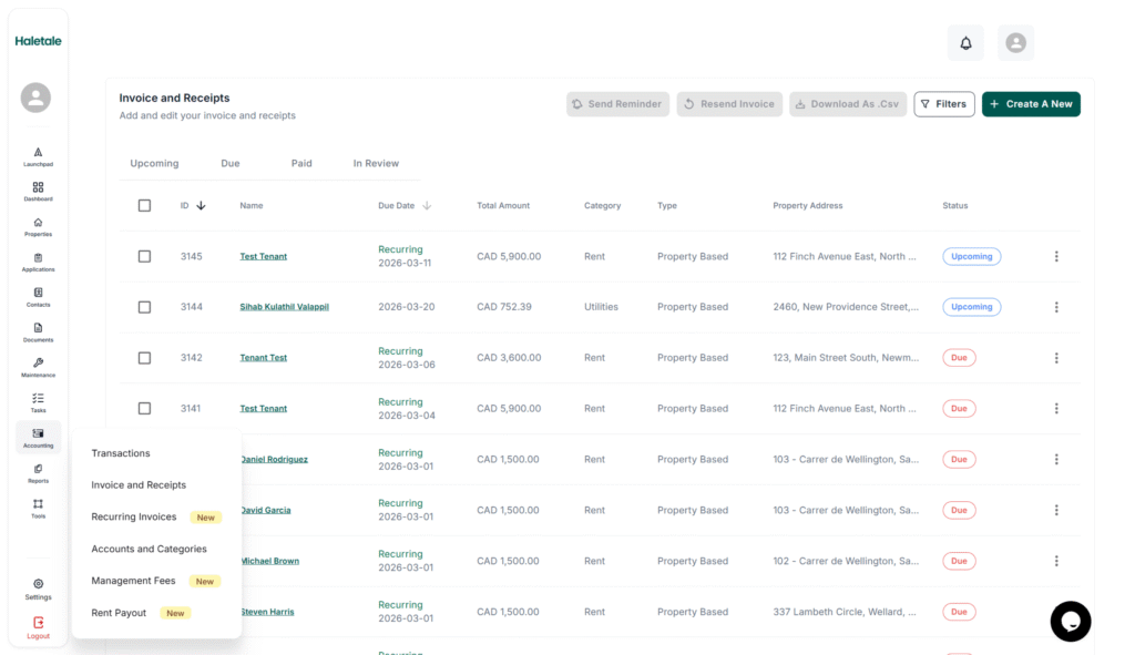 Haletale property management accounting software
