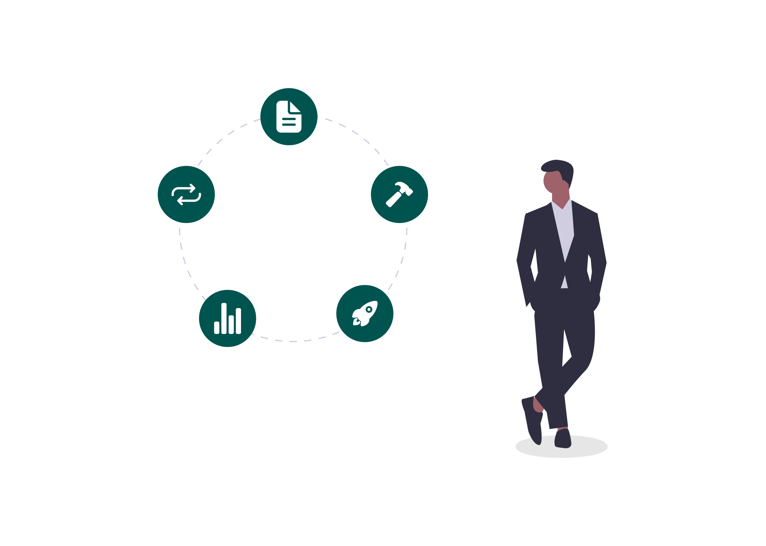 Man with property feature icons on Haletale.